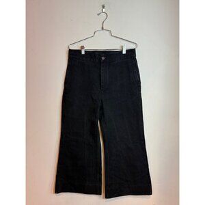 Celine Paris Black Wide-Leg Cropped Jeans Women's